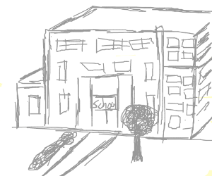 300x250 Sketch Of A School Building Drawing By Gwyneth E K - School Building Sketch