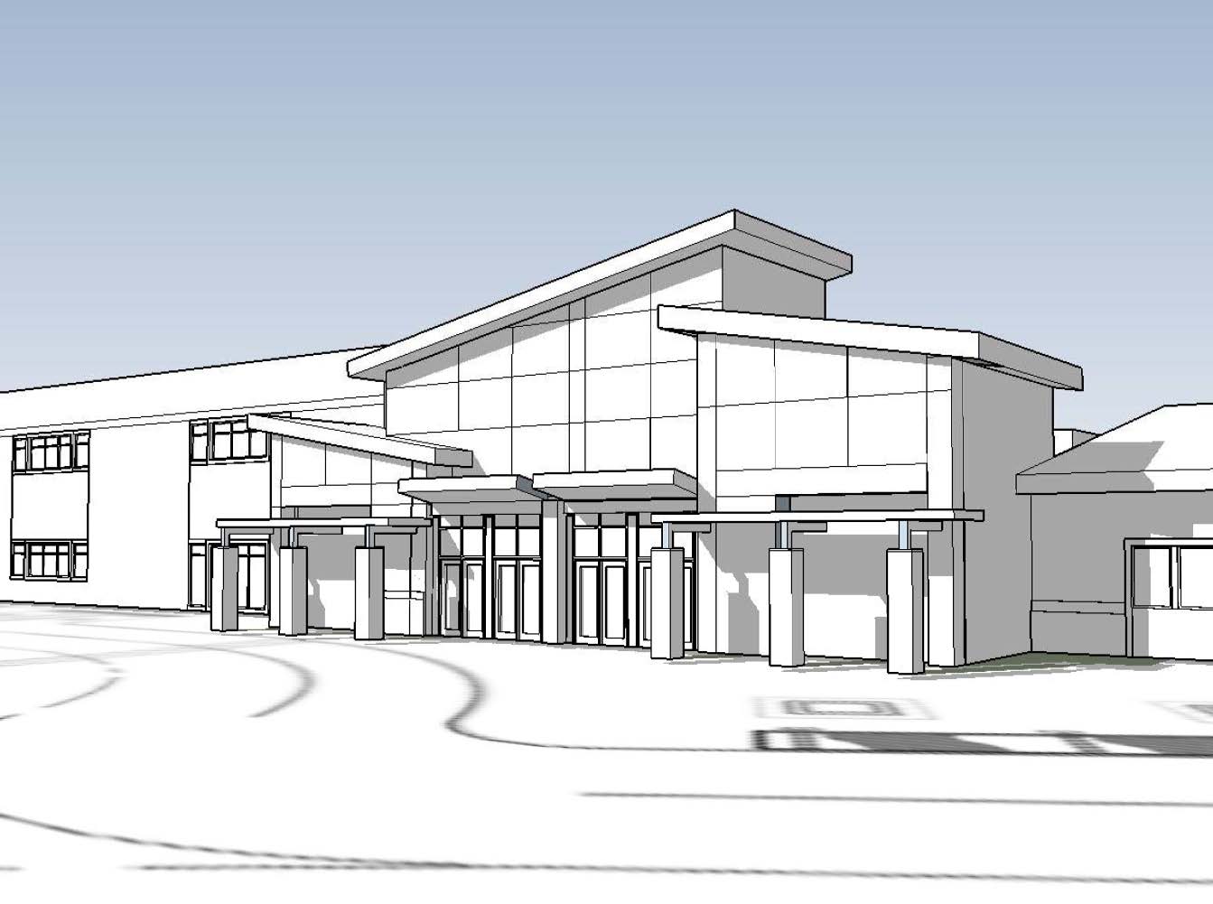 1343x1001 Livingstone Construction Update - School Building Sketch