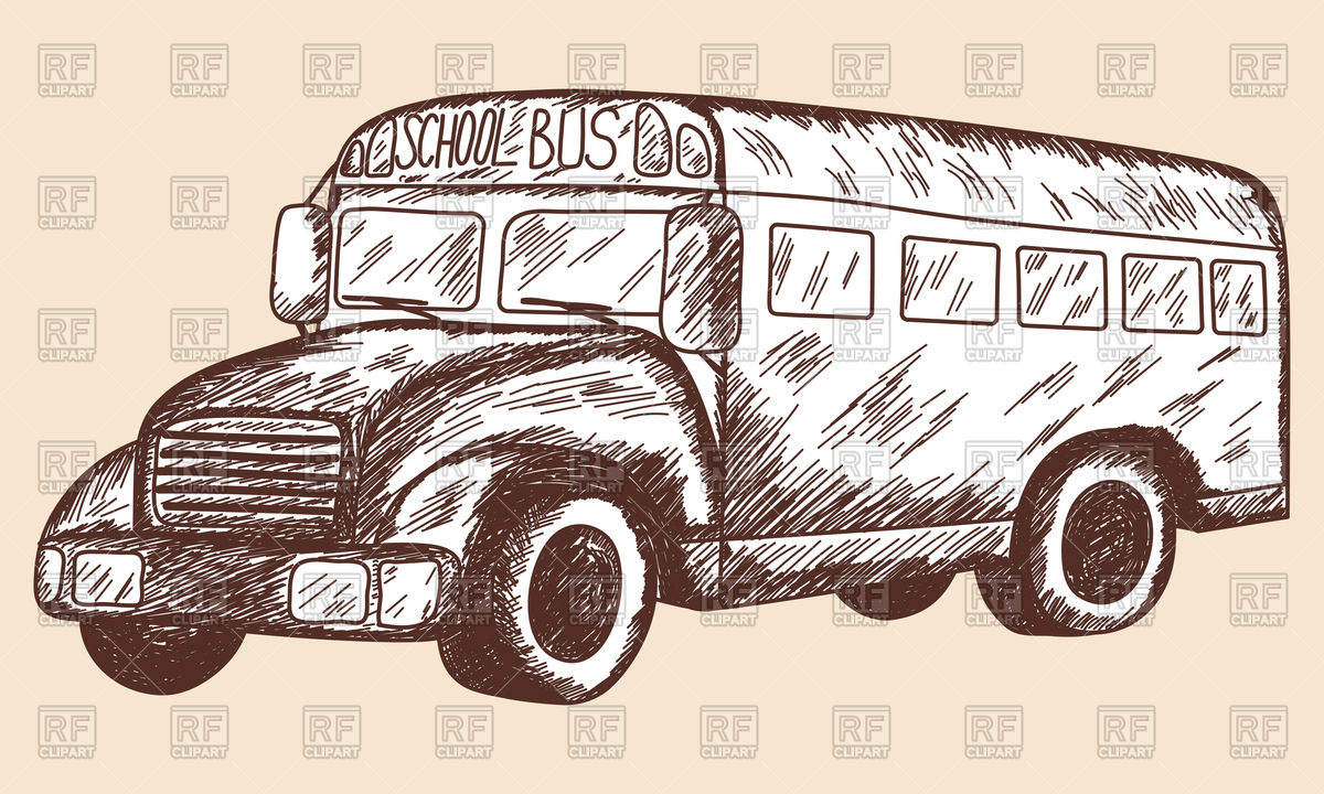 1200x720 School Bus Sketch Vector Image Vector Artwork Of Transportation - School Bus Sketch