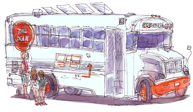 650x376 Sketch Of The Week School Bus Food Truck Shiho Nakaza - School Bus Sketch