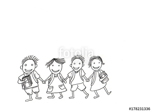500x368 Children, Back To School,sketch Stock Photo And Royalty Free - School Children Sketch