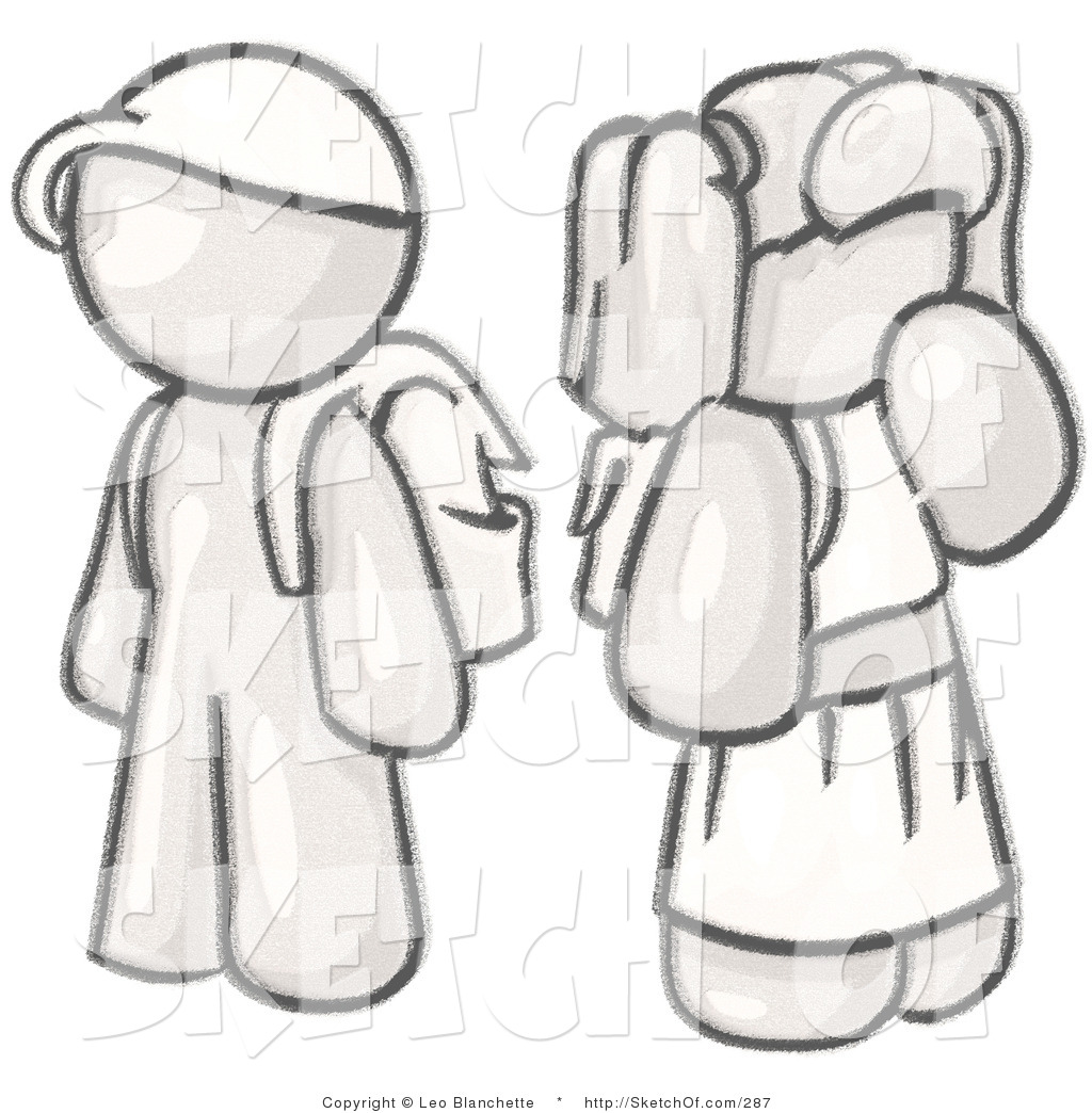 1024x1044 Drawing Of Two Sketched Design Mascot School Children By Leo - School Children Sketch