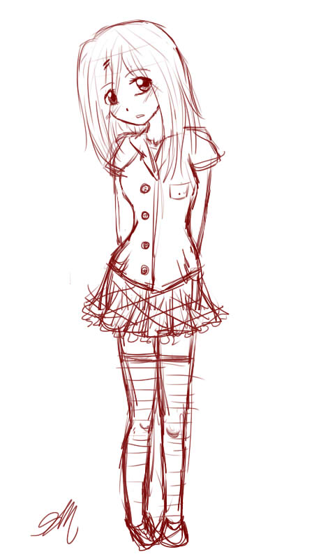 450x800 School Girl Sketch By Mizustarproductions - School Girl Sketch