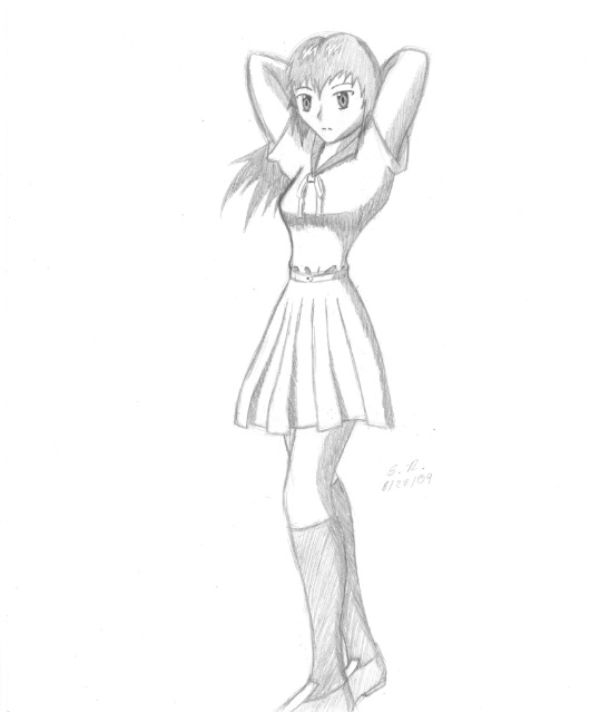 539x639 School Girl Sketch By Razorxsketch - School Girl Sketch