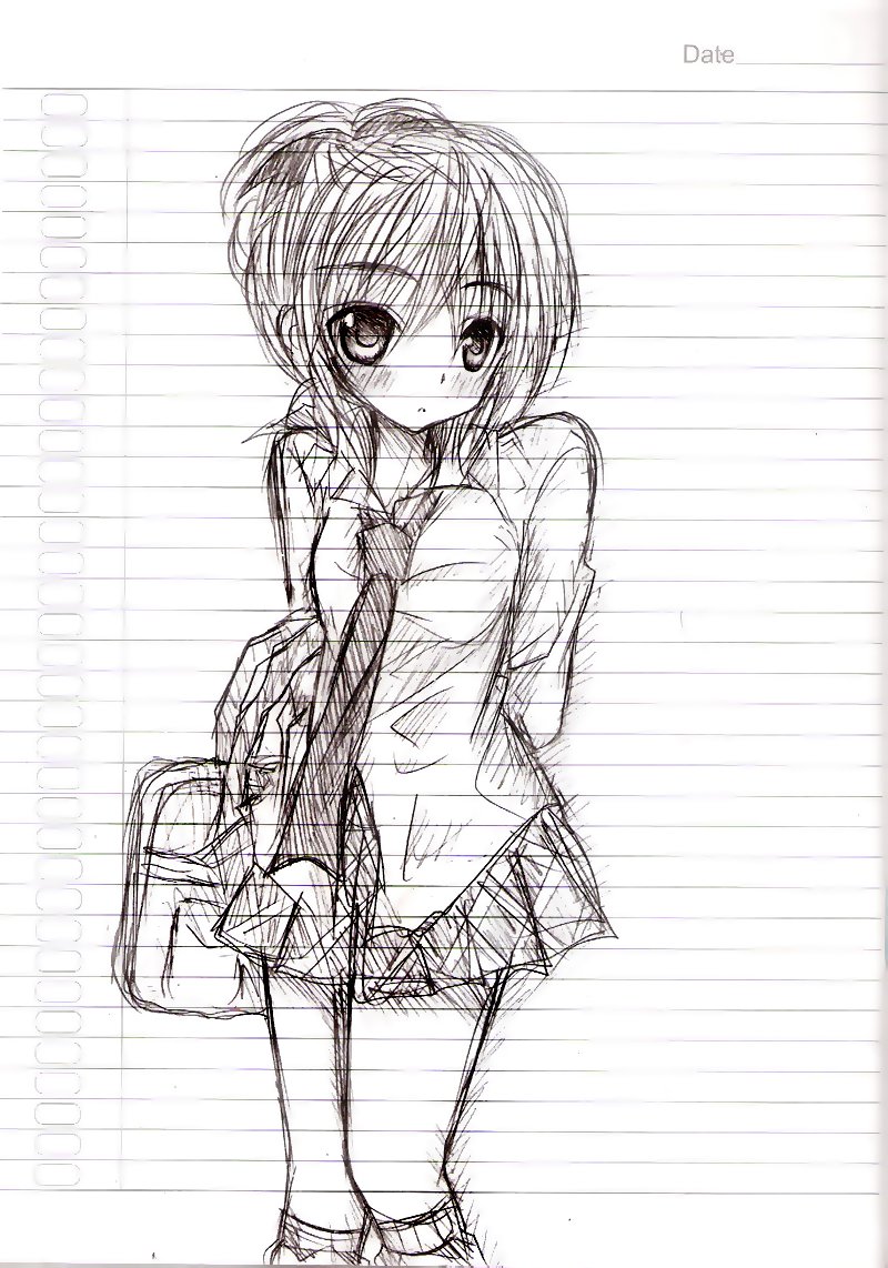 800x1142 School Girl Sketch By V Lzz11 - School Girl Sketch