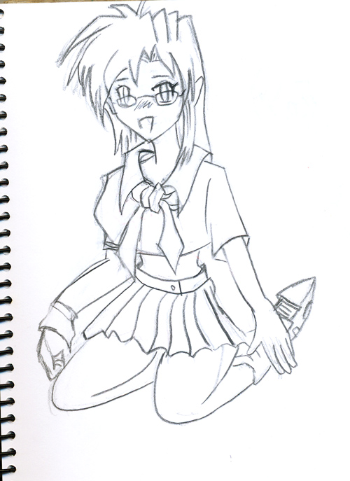500x687 Sketch Manga Style School Girl Nobm - School Girl Sketch