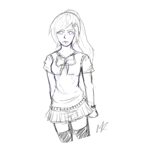 512x512 Untitled School Girl Sketch By Rissarooxoxo - School Girl Sketch