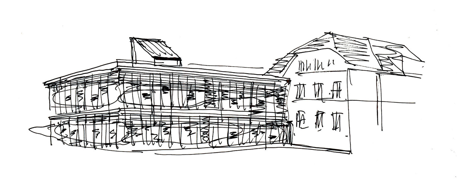 1582x657 Gallery Of Elementary School In Chuchle Grido - School Sketch