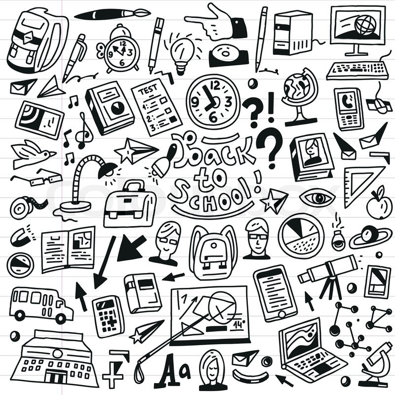 800x800 School Set Vector Icons In Sketch Style Stock Vector Colourbox - School Sketch