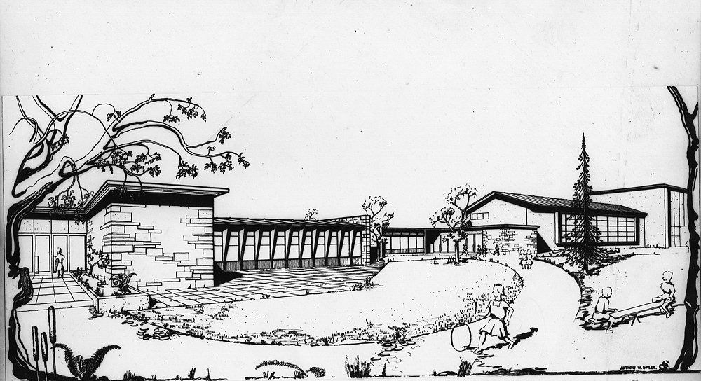 1000x544 Sketch Of School Playground Date 1950s 1960s M8134 Plans - School Sketch