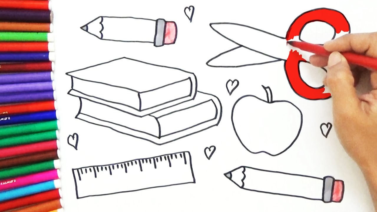 1280x720 How To Draw Back To School Supplies - School Supplies Sketch