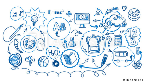 500x286 Pen Drawn Sketch Back To School Infographic. Vector Illustration - School Supplies Sketch