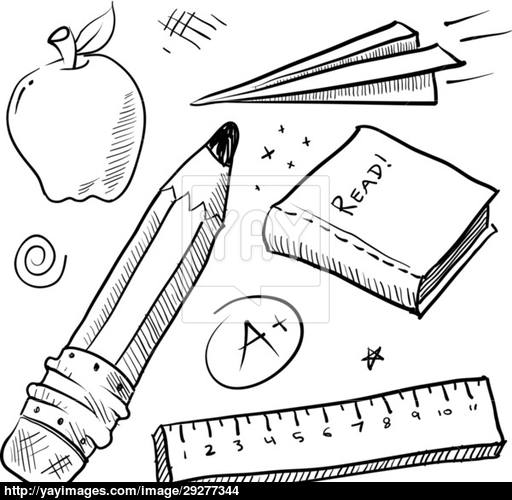 512x500 School Supplies Sketch Vector - School Supplies Sketch