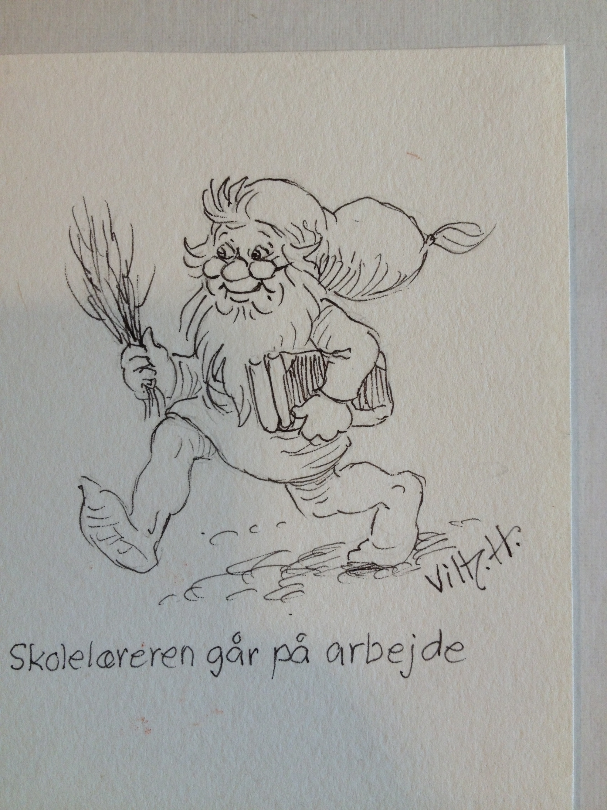 2000x2667 School Teacher Goes To Work . Sketch Drawing In Ink. Vilhelm - School Teacher Sketch