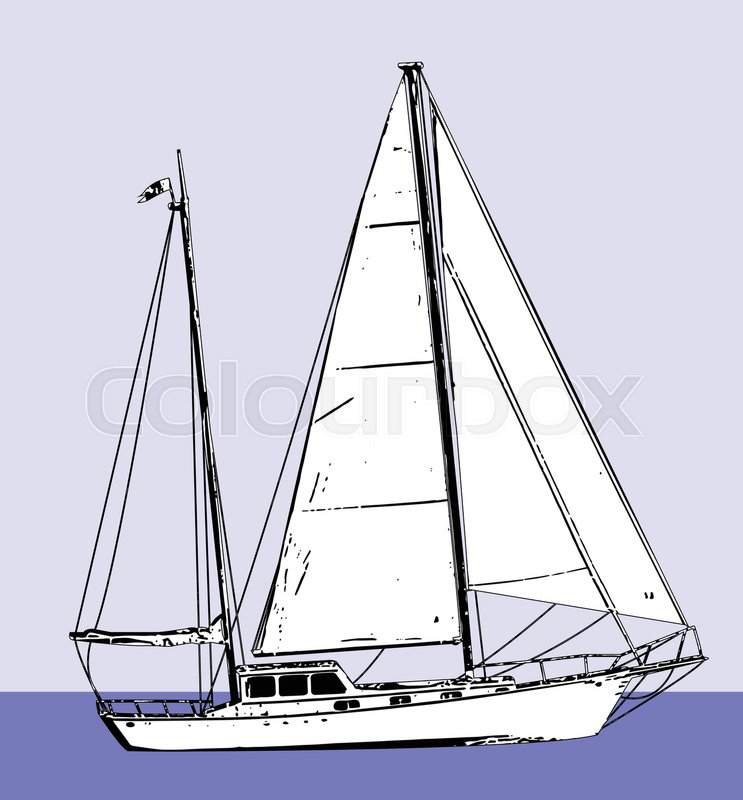 743x800 Sailboat Sketch Illustration - Schooner Sketch