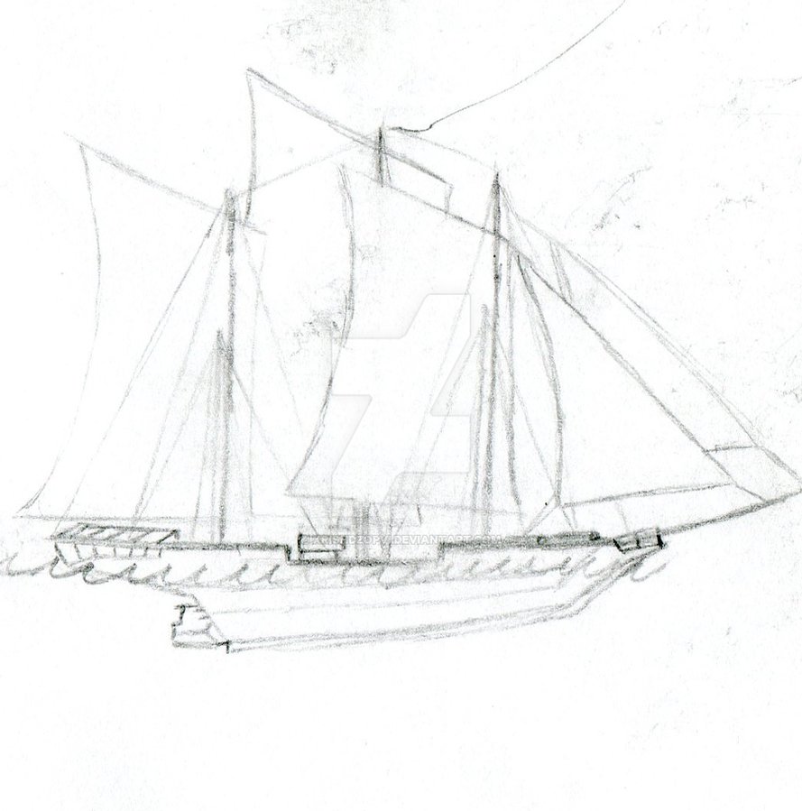 889x899 Traditional Schooner Sketch By Xrishdzopvi - Schooner Sketch