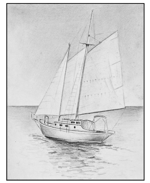 498x605 Pencil Sketch - Schooner Sketch
