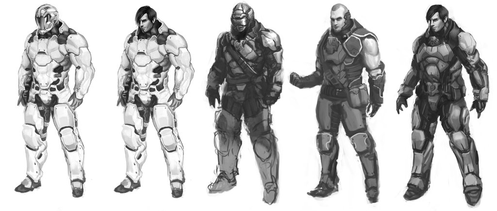 1024x435 Sci Fi Character Sketches By Veneq - Sci Fi Sketches