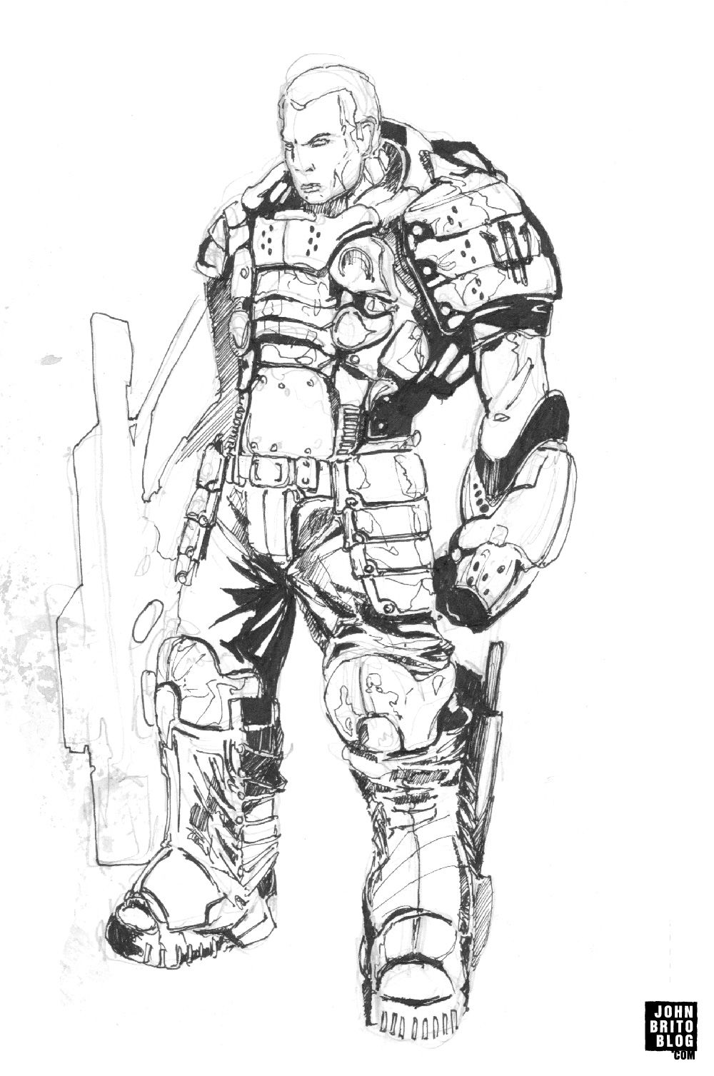 1000x1507 Male Marine A Science Fiction Sketch Out Of One Of My Sketchbooks - Science Fiction Sketch