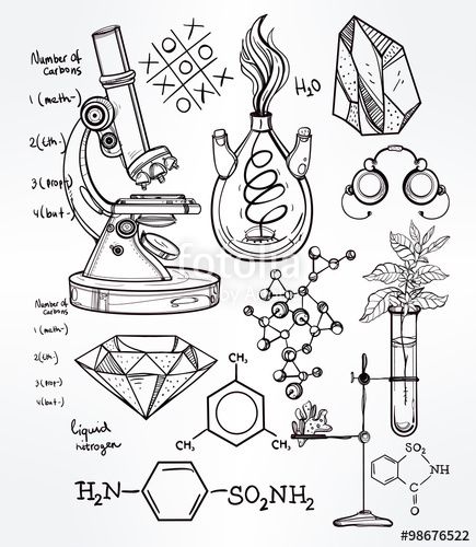 435x500 Vector Hand Drawn Science Lab Icons Sketch Set . Doodle - Science Lab Sketch