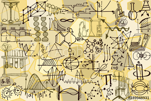 500x334 Vector Seamless Pattern With Sketch Elements Related To Science Or - Science Lab Sketch