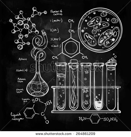 450x470 Stock Vector Hand Drawn Science Laboratory Icons Sketch Chalk On A - Science Lab Sketch