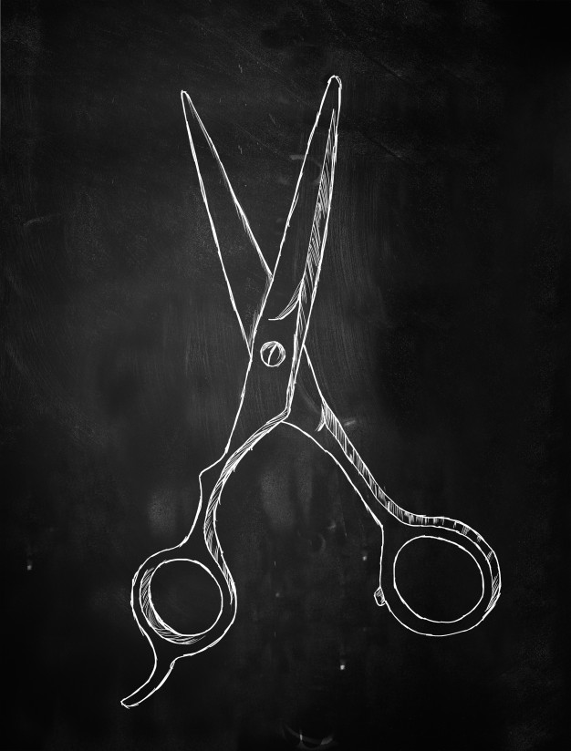 626x824 Scissors Sketch On Blackboard Photo Free Download - Scissors Sketch