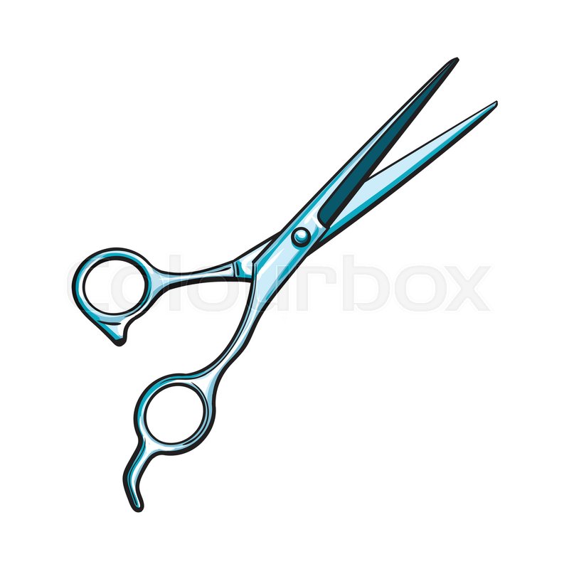 800x800 Stainless Steel Professional Hairdresser Scissors, Sketch Style - Scissors Sketch