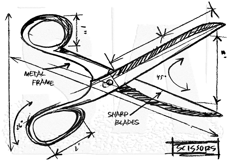 800x569 Tim Holtz Wood Mounted Stamp - Scissors Sketch