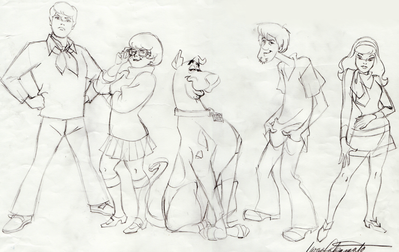1280x809 Scooby Doo Cast First Sketch, Circa 1969 By Iwao Takamoto - Scooby Doo Sketch
