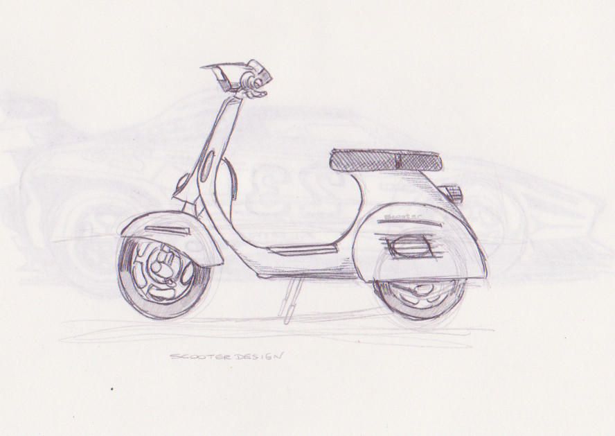 888x629 Scooter Sketch By Teardrop Sidemarker - Scooter Sketch