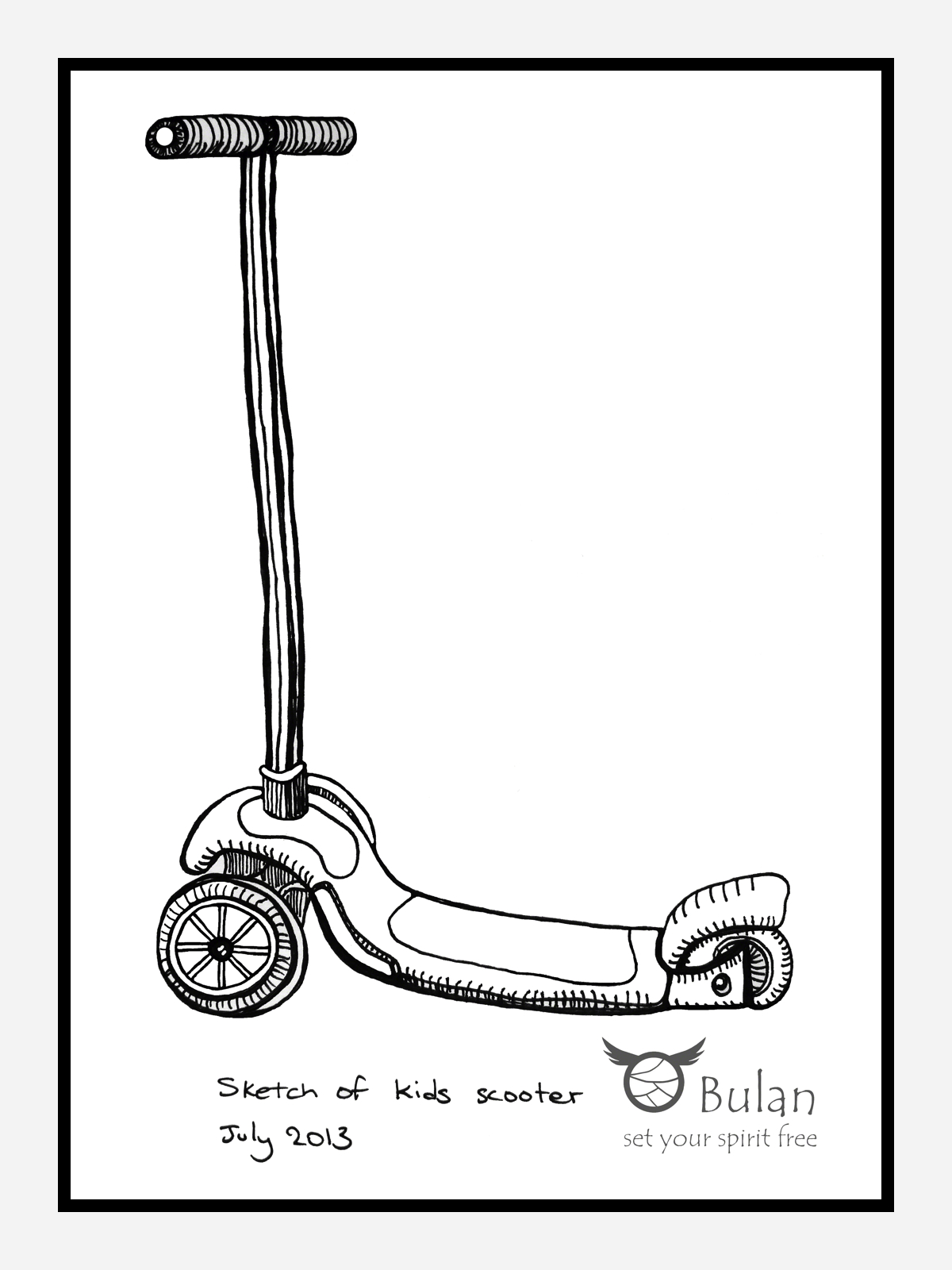 1200x1600 Sketch Of The Day No 84 Kids Scooter - Scooter Sketch