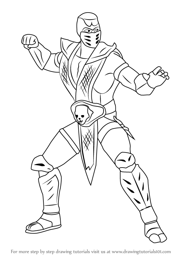 598x844 Learn How To Draw Scorpion From Mortal Kombat (Mortal Kombat) Step - Scorpion Mortal Kombat Sketch