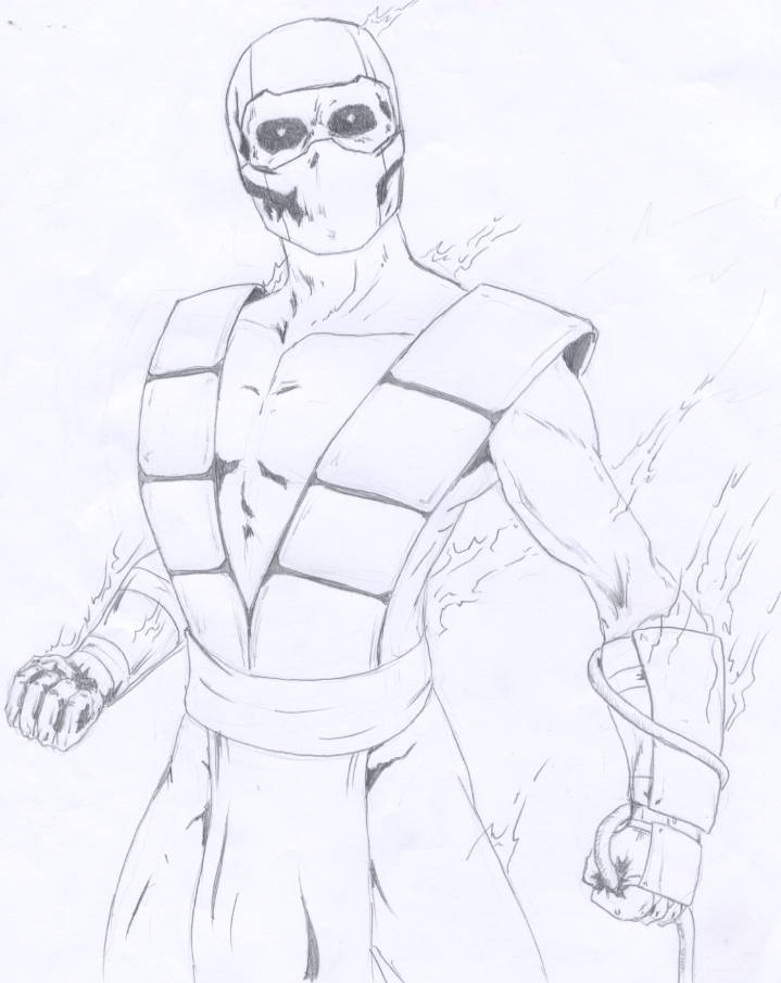 719x905 Scorpion Mortal Kombat Face Drawing - Scorpion Mortal Kombat Sketch