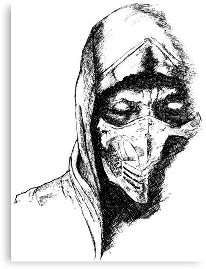 422x550 Scorpion Mortal Kombat X Canvas Prints By Blackcross Redbubble - Scorpion Mortal Kombat Sketch