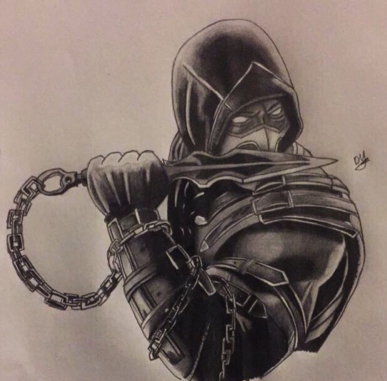 1235x1215 Scorpion From Mortal Kombat Drawing Character Drawings - Scorpion Mortal Kombat Sketch