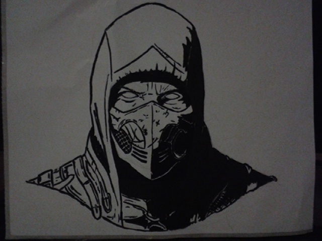 640x480 I Drew Mkx Scorpion On A Sheet Of Sticker Paper. I Really Want To - Scorpion Mortal Kombat Sketch