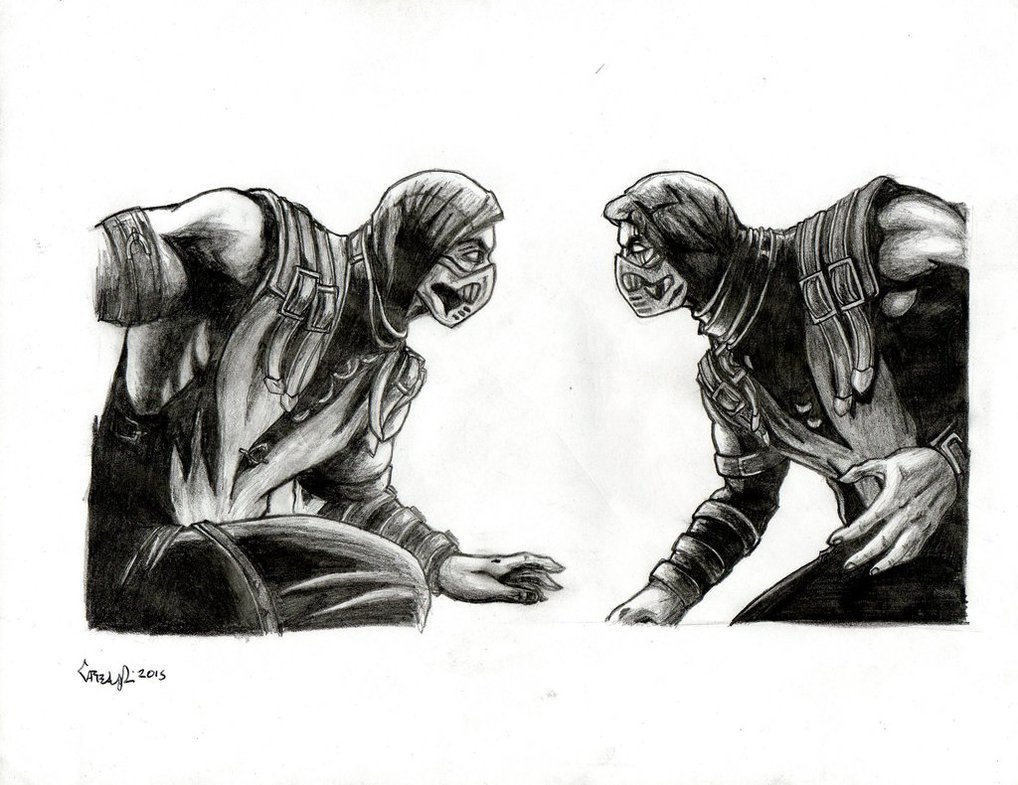 1018x785 Scorpion Vs Sub Zero Pencil Sketch By Tefenthescorpion - Scorpion Pencil Sketch