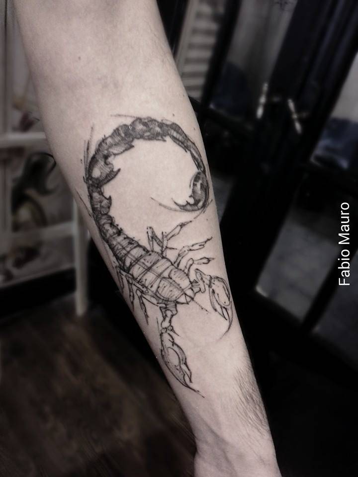 720x960 Sketch Work Style Scorpion Tattoo On The Left Forearm. - Scorpion Tattoo Sketch