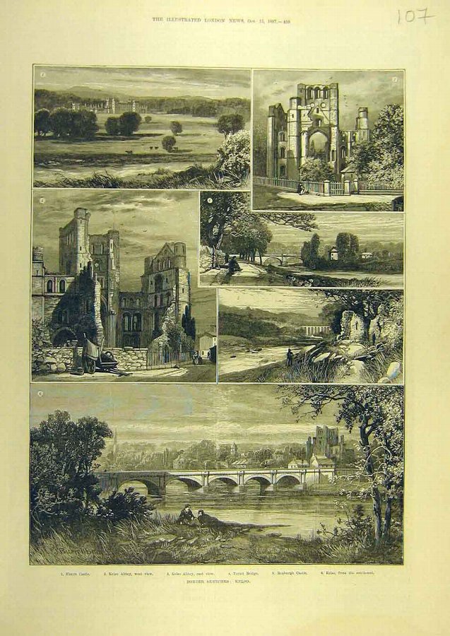 637x900 Antique Print 1887 Kelso Border Sketch Scotland Scottish A - Scotland Sketch