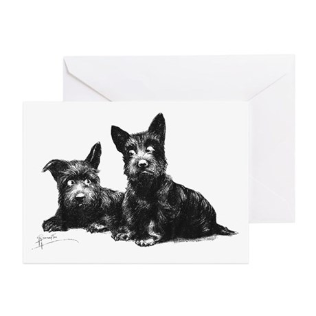 460x460 Vintage Scottish Terrier Greeting Cards - Scottie Dog Sketch