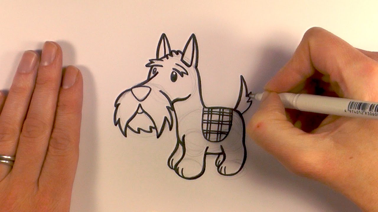1280x720 How To Draw A Cartoon Scottish Terrier - Scottish Terrier Sketch