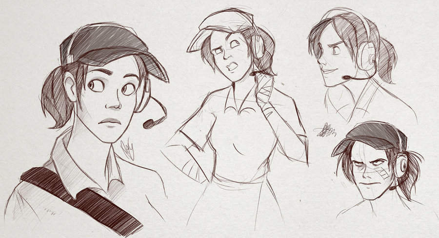 900x488 Tf2 Female Scout Sketches By Pyangpyang - Scout Sketches