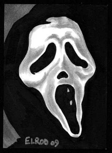 367x500 Scream Sketch Card 2.5x3.5 Pencil, Ink, Gray Markers - Scream Sketch