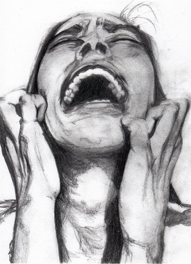 Easy Screaming Man Angry Drawing Sketch with Realistic