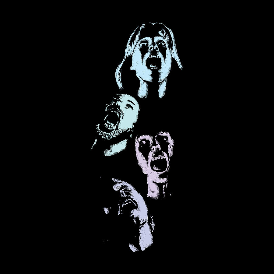 900x900 Screaming Faces Drawing By Karl Addison - Screaming Face Sketch