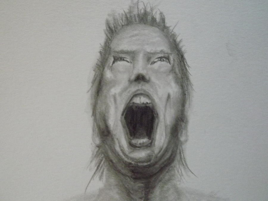 900x675 Screaming Man Drawing By Joe Rego - Screaming Face Sketch