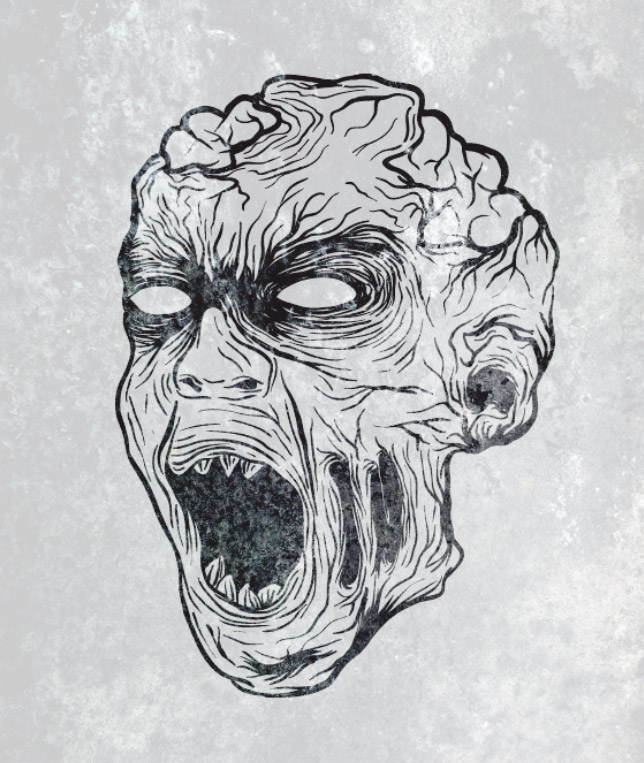 644x763 How To Create A Gruesome Zombie Illustration - Screaming Face Sketch