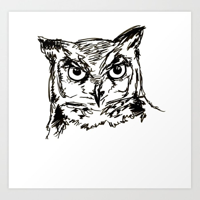 700x700 Owl Sketch (Black Amp White) Art Print By Makeitsoph Society6 - Screech Owl Sketch