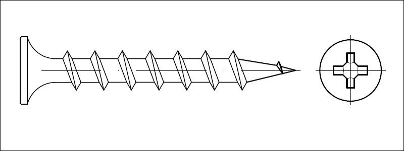 800x300 Drywall Screws - Screw Sketch